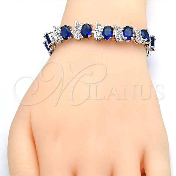 White Gold Filled Bracelet — Tennis Bracelet with Sapphire Blue and White Cubic — alternate product view — SKU 119572 | Oro Laminado Blanco brazalete — Tennis Bracelet with Sapphire Blue and blanco Cubic — SKU 119572