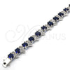 Rhodium Gold Filled Tennis Bracelet, with Sapphire Blue and White Cubic Zirconia, Polished, Rhodium Finish, 03.210.0071.8.08 (11 MM Thickness, 8 Inches Length)