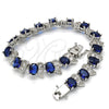 Rhodium Gold Filled Tennis Bracelet, with Sapphire Blue and White Cubic Zirconia, Polished, Rhodium Finish, 03.210.0071.8.08 (11 MM Thickness, 8 Inches Length)