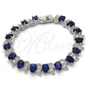 Rhodium Gold Filled Tennis Bracelet, with Sapphire Blue and White Cubic Zirconia, Polished, Rhodium Finish, 03.210.0071.8.08 (11 MM Thickness, 8 Inches Length)