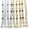 Rhodium Gold Filled Tennis Bracelet, Heart and Teardrop Design, with Garnet and White Cubic Zirconia, Polished, Rhodium Finish, 03.210.0072.6.08 (09 MM Thickness, 8 Inches Length)