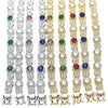 Rhodium Gold Filled Tennis Bracelet, Heart and Teardrop Design, with Sapphire Blue and White Cubic Zirconia, Polished, Rhodium Finish, 03.210.0072.8.08 (09 MM Thickness, 8 Inches Length)