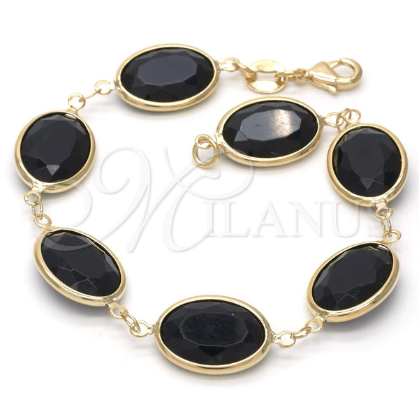 Gold Filled Bracelet — Fancy Bracelet with Black Cubic Zirconia Polished 03.09. — main product view — SKU 119587 | Oro Laminado brazalete — elegante Bracelet with negro Cubic Zirconia pulido 03.09. — SKU 119587