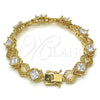 Oro Laminado Tennis Bracelet, Gold Filled Style Greek Key Design, with White Cubic Zirconia, Polished, Golden Finish, 03.210.0073.08 (10 MM Thickness, 8 Inches Length)