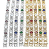 Oro Laminado Tennis Bracelet, Gold Filled Style Greek Key Design, with Garnet and White Cubic Zirconia, Polished, Golden Finish, 03.210.0073.1.08 (10 MM Thickness, 8 Inches Length)