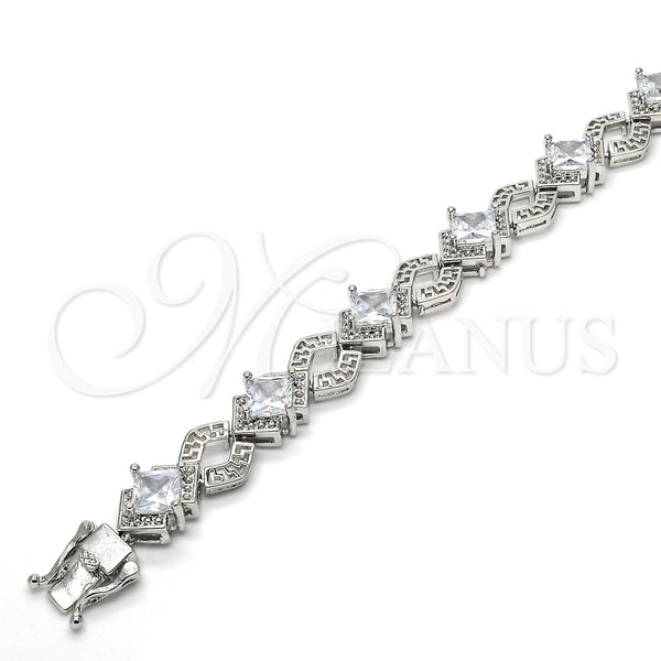 White Gold Filled Bracelet — Tennis Bracelet Greek Key Design with White Cubic — alternate product view — SKU 119621 | Oro Laminado Blanco brazalete — Tennis Bracelet Greek Key diseño with blanco Cubic — SKU 119621