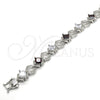 Rhodium Plated Tennis Bracelet, Greek Key Design, with Garnet and White Cubic Zirconia, Polished, Rhodium Finish, 03.210.0073.6.08 (10 MM Thickness, 8 Inches Length)