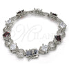 Rhodium Gold Filled Tennis Bracelet, Greek Key Design, with Garnet and White Cubic Zirconia, Polished, Rhodium Finish, 03.210.0073.6.08 (10 MM Thickness, 8 Inches Length)