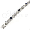 Rhodium Gold Filled Tennis Bracelet, Greek Key Design, with Sapphire Blue and White Cubic Zirconia, Polished, Rhodium Finish, 03.210.0073.8.08 (10 MM Thickness, 8 Inches Length)