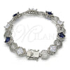 Rhodium Gold Filled Tennis Bracelet, Greek Key Design, with Sapphire Blue and White Cubic Zirconia, Polished, Rhodium Finish, 03.210.0073.8.08 (10 MM Thickness, 8 Inches Length)