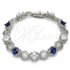 Rhodium Gold Filled Tennis Bracelet, Greek Key Design, with Sapphire Blue and White Cubic Zirconia, Polished, Rhodium Finish, 03.210.0073.8.08 (10 MM Thickness, 8 Inches Length)