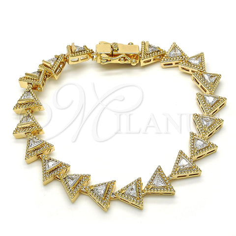 Oro Laminado Tennis Bracelet, Gold Filled Style with White Cubic Zirconia, Polished, Golden Finish, 03.210.0074.08 (09 MM Thickness, 8 Inches Length)