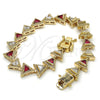 Oro Laminado Tennis Bracelet, Gold Filled Style with Ruby and White Cubic Zirconia, Polished, Golden Finish, 03.210.0074.2.08 (09 MM Thickness, 8 Inches Length)