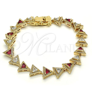 Gold Filled Bracelet — Tennis Bracelet with Ruby and White Cubic Zirconia — main product view — SKU 119627 | Oro Laminado brazalete — Tennis Bracelet with Ruby and blanco Cubic Zirconia — SKU 119627
