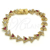 Oro Laminado Tennis Bracelet, Gold Filled Style with Ruby and White Cubic Zirconia, Polished, Golden Finish, 03.210.0074.2.08 (09 MM Thickness, 8 Inches Length)