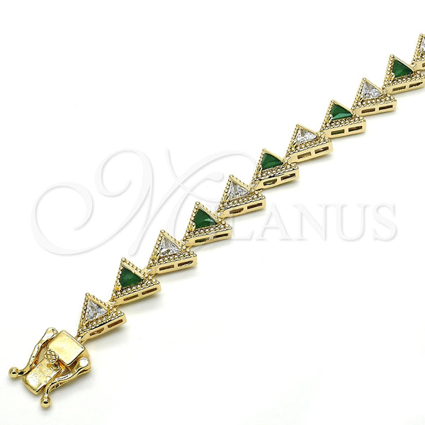Gold Filled Bracelet — Tennis Bracelet with Green and White Cubic Zirconia — alternate product view — SKU 119628 | Oro Laminado brazalete — Tennis Bracelet with Green and blanco Cubic Zirconia — SKU 119628
