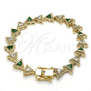 Oro Laminado Tennis Bracelet, Gold Filled Style with Green and White Cubic Zirconia, Polished, Golden Finish, 03.210.0074.3.08 (09 MM Thickness, 8 Inches Length)