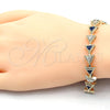 Oro Laminado Tennis Bracelet, Gold Filled Style with Sapphire Blue and White Cubic Zirconia, Polished, Golden Finish, 03.210.0074.4.08 (09 MM Thickness, 8 Inches Length)