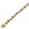 Oro Laminado Tennis Bracelet, Gold Filled Style with Sapphire Blue and White Cubic Zirconia, Polished, Golden Finish, 03.210.0074.4.08 (09 MM Thickness, 8 Inches Length)