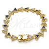 Oro Laminado Tennis Bracelet, Gold Filled Style with Sapphire Blue and White Cubic Zirconia, Polished, Golden Finish, 03.210.0074.4.08 (09 MM Thickness, 8 Inches Length)