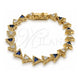 Oro Laminado Tennis Bracelet, Gold Filled Style Box Lock Design, with Sapphire Blue and White Cubic Zirconia, Polished, Golden Finish, 03.210.0074.4.08 (09 MM Thickness, 8 Inches Length)