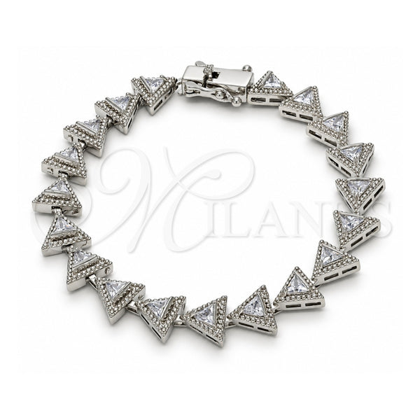 White Gold Filled Tennis Bracelet, Box Lock Design, with White Cubic Zirconia, Polished, Rhodium Finish, 03.210.0074.5.08 (09 MM Thickness, 8 Inches Length)