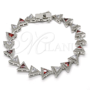 White Gold Filled Bracelet — Tennis Bracelet with Garnet and White Cubic Zirconia — main product view — SKU 119631 | Oro Laminado Blanco brazalete — Tennis Bracelet with Garnet and blanco Cubic Zirconia — SKU 119631