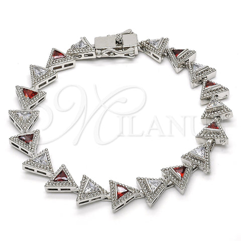 Rhodium Gold Filled Tennis Bracelet, with Garnet and White Cubic Zirconia, Polished, Rhodium Finish, 03.210.0074.6.08 (09 MM Thickness, 8 Inches Length)