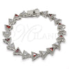 Rhodium Gold Filled Tennis Bracelet, with Garnet and White Cubic Zirconia, Polished, Rhodium Finish, 03.210.0074.6.08 (09 MM Thickness, 8 Inches Length)