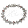 Rhodium Gold Filled Tennis Bracelet, with Garnet and White Cubic Zirconia, Polished, Rhodium Finish, 03.210.0074.6.08 (09 MM Thickness, 8 Inches Length)