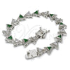 Rhodium Gold Filled Tennis Bracelet, with Green and White Cubic Zirconia, Polished, Rhodium Finish, 03.210.0074.7.08 (09 MM Thickness, 8 Inches Length)