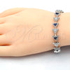 Rhodium Gold Filled Tennis Bracelet, with Sapphire Blue and White Cubic Zirconia, Polished, Rhodium Finish, 03.210.0074.8.08 (09 MM Thickness, 8 Inches Length)
