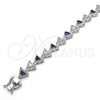 Rhodium Gold Filled Tennis Bracelet, with Sapphire Blue and White Cubic Zirconia, Polished, Rhodium Finish, 03.210.0074.8.08 (09 MM Thickness, 8 Inches Length)