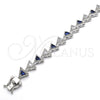 Rhodium Gold Filled Tennis Bracelet, with Sapphire Blue and White Cubic Zirconia, Polished, Rhodium Finish, 03.210.0074.8.08 (09 MM Thickness, 8 Inches Length)
