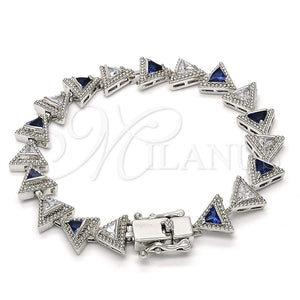 White Gold Filled Bracelet — Tennis Bracelet with Sapphire Blue and White Cubic — main product view — SKU 119633 | Oro Laminado Blanco brazalete — Tennis Bracelet with Sapphire Blue and blanco Cubic — SKU 119633