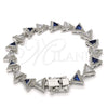 Rhodium Gold Filled Tennis Bracelet, with Sapphire Blue and White Cubic Zirconia, Polished, Rhodium Finish, 03.210.0074.8.08 (09 MM Thickness, 8 Inches Length)