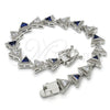 Rhodium Gold Filled Tennis Bracelet, with Sapphire Blue and White Cubic Zirconia, Polished, Rhodium Finish, 03.210.0074.8.08 (09 MM Thickness, 8 Inches Length)