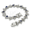 Rhodium Gold Filled Tennis Bracelet, with Sapphire Blue and White Cubic Zirconia, Polished, Rhodium Finish, 03.210.0074.8.08 (09 MM Thickness, 8 Inches Length)