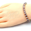 Oro Laminado Tennis Bracelet, Gold Filled Style Baguette Design, with Garnet and White Cubic Zirconia, Polished, Golden Finish, 03.210.0075.1.08 (06 MM Thickness, 8 Inches Length)