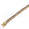 Oro Laminado Tennis Bracelet, Gold Filled Style Baguette Design, with Garnet and White Cubic Zirconia, Polished, Golden Finish, 03.210.0075.1.08 (06 MM Thickness, 8 Inches Length)