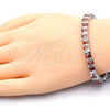 Rhodium Gold Filled Tennis Bracelet, with Garnet and White Cubic Zirconia, Polished, Rhodium Finish, 03.210.0075.5.08 (06 MM Thickness, 8 Inches Length)