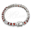 Rhodium Gold Filled Tennis Bracelet, with Garnet and White Cubic Zirconia, Polished, Rhodium Finish, 03.210.0075.5.08 (06 MM Thickness, 8 Inches Length)