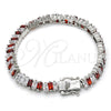 Rhodium Gold Filled Tennis Bracelet, with Garnet and White Cubic Zirconia, Polished, Rhodium Finish, 03.210.0075.5.08 (06 MM Thickness, 8 Inches Length)