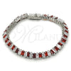 Rhodium Gold Filled Tennis Bracelet, with Garnet and White Cubic Zirconia, Polished, Rhodium Finish, 03.210.0075.5.08 (06 MM Thickness, 8 Inches Length)