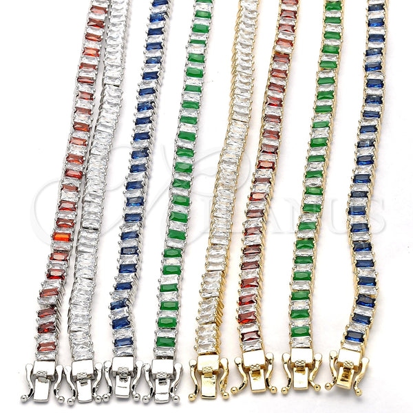 White Gold Filled Bracelet — Tennis Bracelet with Garnet and White Cubic Zirconia — alternate product view — SKU 119639 | Oro Laminado Blanco brazalete — Tennis Bracelet with Garnet and blanco Cubic Zirconia — SKU 119639