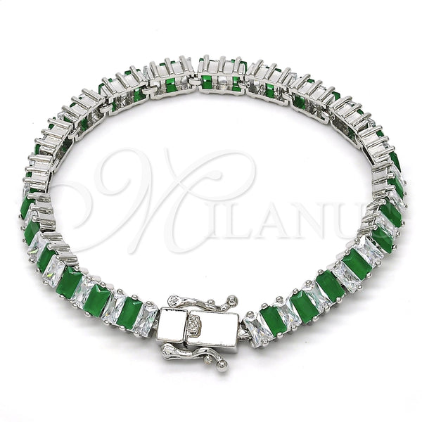 White Gold Filled Bracelet — Tennis Bracelet with Green and White Cubic Zirconia — alternate product view — SKU 119640 | Oro Laminado Blanco brazalete — Tennis Bracelet with Green and blanco Cubic Zirconia — SKU 119640