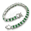 White Gold Filled Bracelet — Tennis Bracelet with Green and White Cubic Zirconia — alternate product view — SKU 119640 | Oro Laminado Blanco brazalete — Tennis Bracelet with Green and blanco Cubic Zirconia — SKU 119640