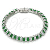 Rhodium Plated Tennis Bracelet, with Green and White Cubic Zirconia, Polished, Rhodium Finish, 03.210.0075.6.08 (06 MM Thickness, 8 Inches Length)