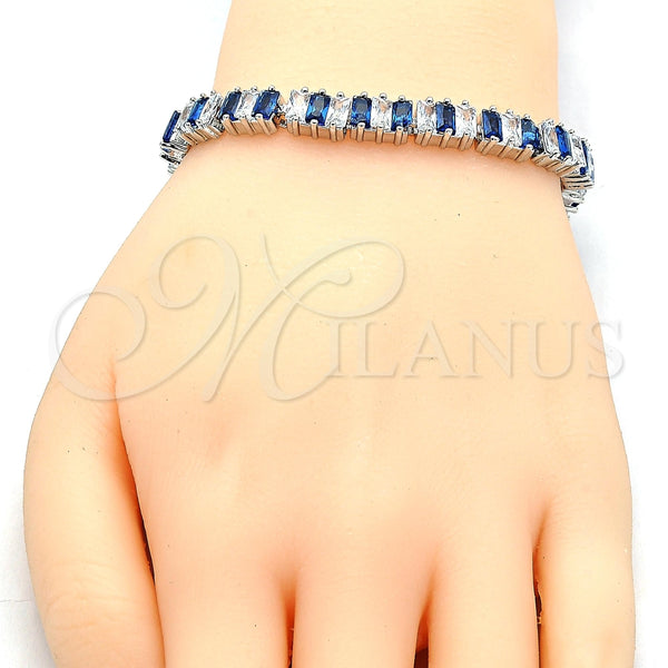 White Gold Filled Bracelet — Tennis Bracelet with Sapphire Blue and White Cubic — alternate product view — SKU 119641 | Oro Laminado Blanco brazalete — Tennis Bracelet with Sapphire Blue and blanco Cubic — SKU 119641