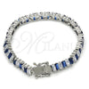 Rhodium Gold Filled Tennis Bracelet, with Sapphire Blue and White Cubic Zirconia, Polished, Rhodium Finish, 03.210.0075.7.08 (06 MM Thickness, 8 Inches Length)